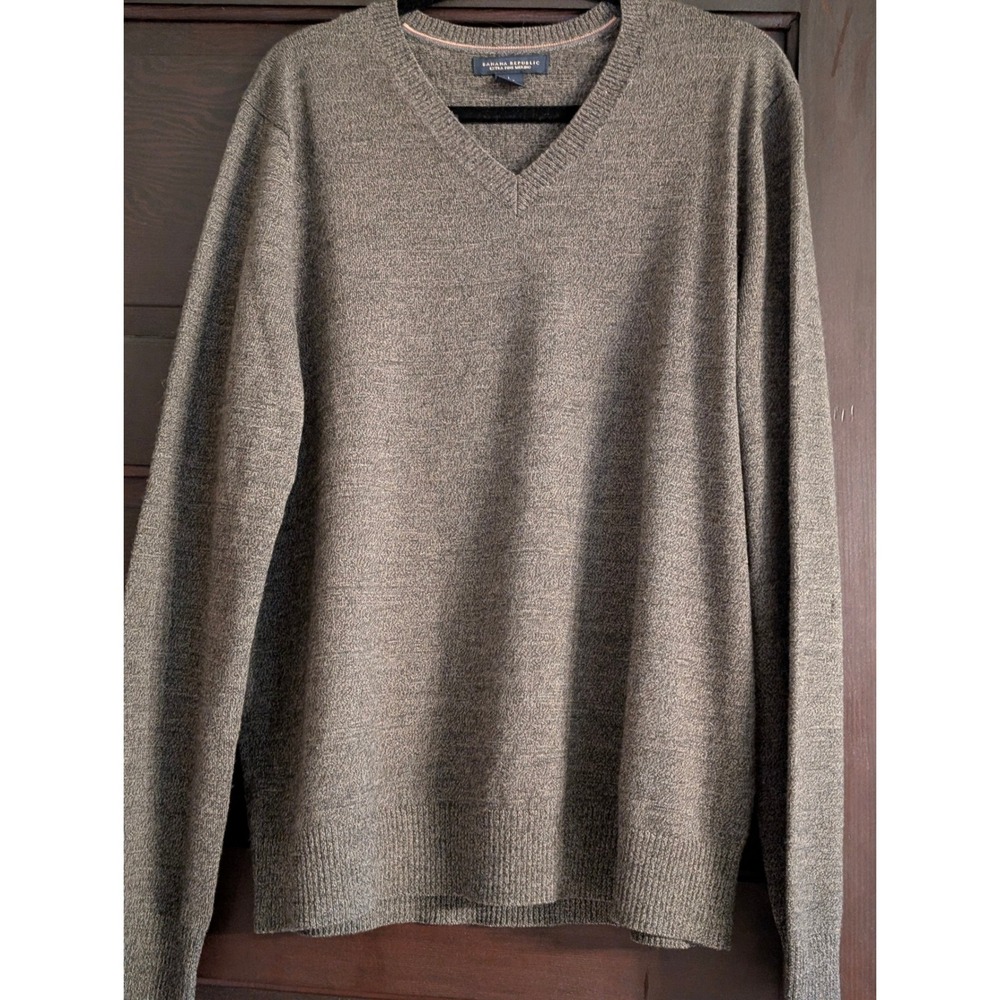 Banana Republic Extra Fine Merino Wool V-Neck Sweater brown Womens Large